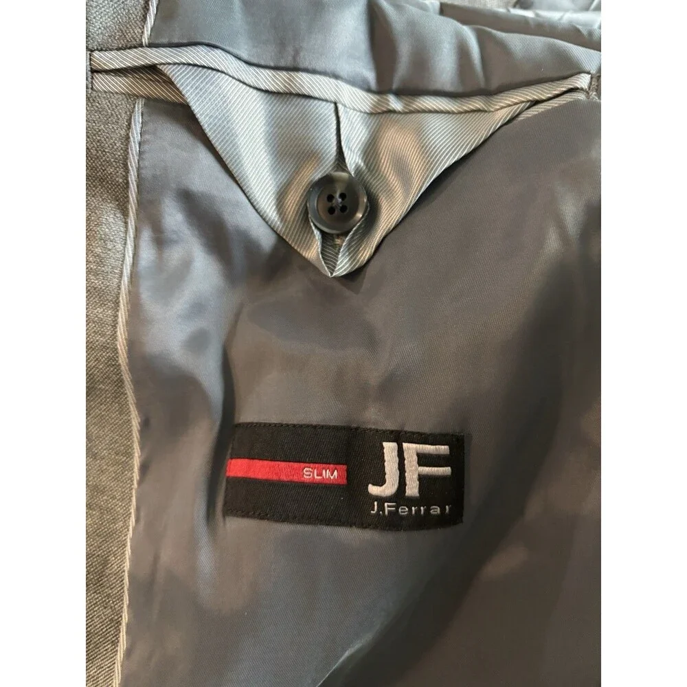 J Ferrar Suit Jacket Mens 46 Reg Slim Fit Grey Ultra Comfort Stretch $190 NWT